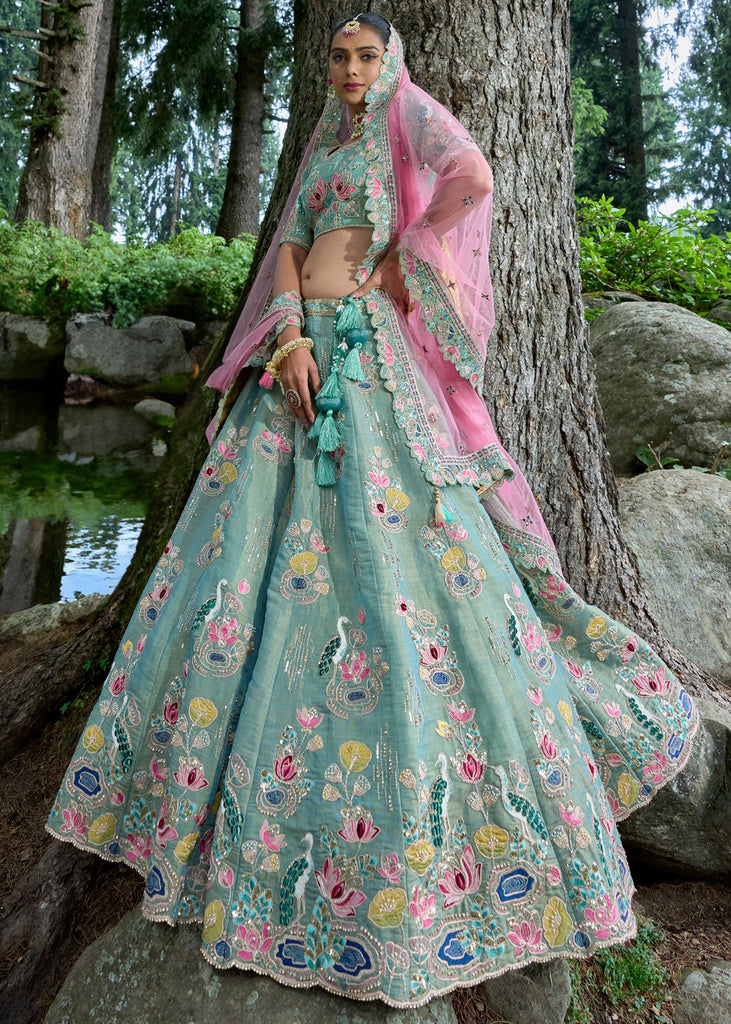 Buy Fabcartz Women Blue, Pink Self Design Jacquard Lehenga Choli Online at  Best Prices in India - JioMart.