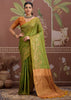 Pista Green Woven Tussar Silk Saree