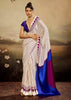 Off white Printed Satin Silk Saree