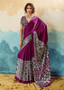 Wine Purple Printed Satin Silk Saree