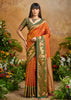 Burnt Orange Woven Banarasi Silk Saree