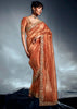 Apricot Orange Designer Silk Saree
