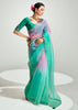 Aqua Green Ombre Banarasi Tissue Saree