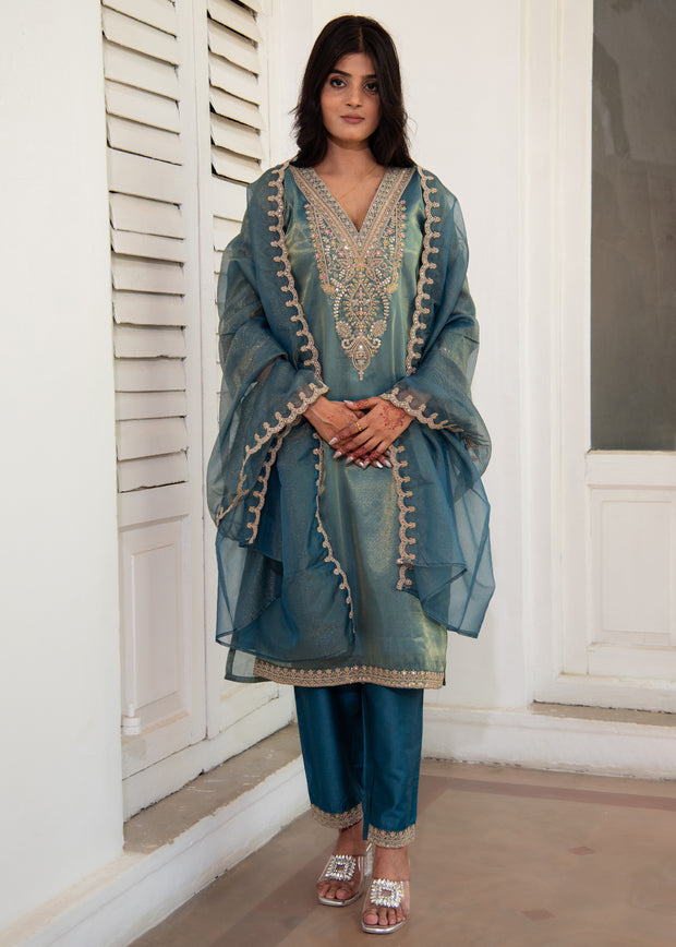 Classic Light Blue Embroidered Suit Set (10702879850689)