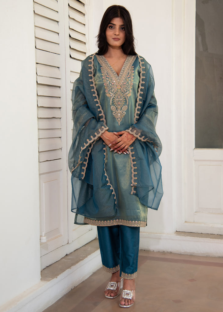 Classic Light Blue Embroidered Suit Set (10702879850689)