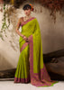 Lime Green Woven Kanjivaram Silk Saree