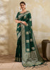 Forest Green Woven Banarasi Silk Saree