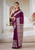 Wine Purple Printed Satin Silk Saree