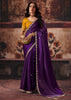 Deep Purple Designer Satin SIlk Saree With Embroidered Blouse