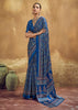 Parisian Blue Printed Satin Silk Saree