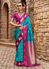Horizon Blue Banarasi Satin Silk Saree