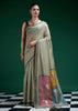 Sage Grey Woven Cotton Jamdani Saree