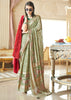 Mellow Green Printed Georgette Silk Saree
