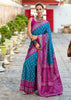 Teal Blue Woven Soft Silk Saree