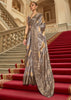 Rich Grey Printed Satin Silk Saree
