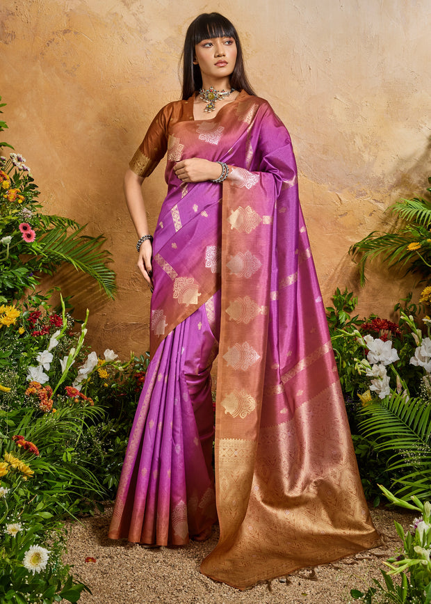 Orchid Purple Woven Banarasi Silk Saree