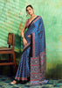 Blue Printed Satin Silk Saree