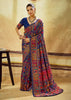 Navy Blue Woven Cotton Kashmiri Jamewar Saree