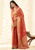 Rust Orange Woven Linen Tissue Silk Saree