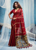 Red Woven Munga Cotton Saree