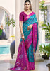 Teal Blue Woven Patola Silk Saree