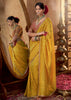 “Exclusive Offer” : Golden Yellow Woven Designer Embroidered Silk Saree With Contrast Blouse