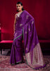 Prism Purple Woven Banarasi Satin Linen Silk Saree