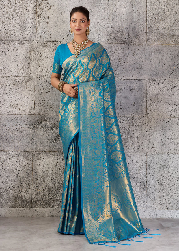 Blue Woven Kanjivaram Silk Saree