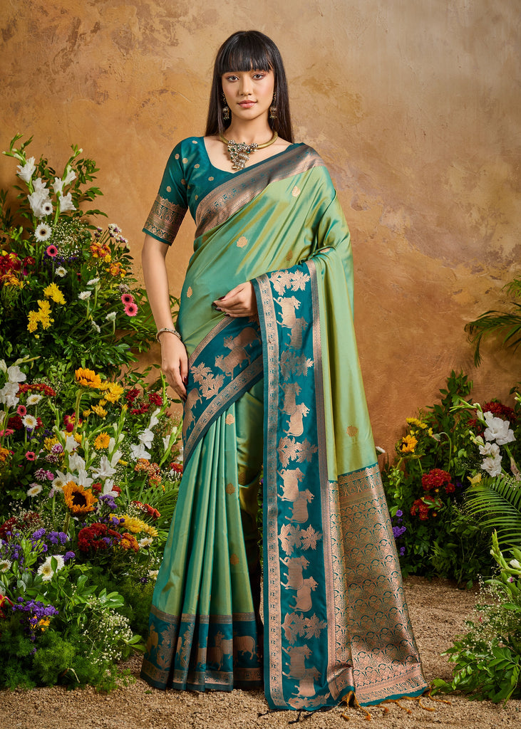 Fair Green Woven Banarasi Silk Saree
