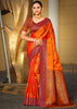 Jaffa Orange Dual Tone Woven Banarasi Silk Saree