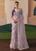 Blazing Lavender Embroidered Designer Silk Saree