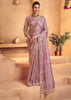 Lilac Pink Designer Tissue Silk Saree