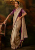 Champagne Beige Embroidered Tissue Saree