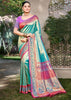 Teal Blue Woven Kanjivaram Silk Saree