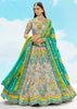 Grey And Green Heavy Embroidered Designer Lehenga Set