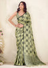 Pistachio Green Woven Linen Silk Saree