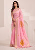 Blossom Pink Woven Linen Silk Saree