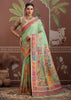 Pista Green Woven Cotton Kashmiri Jamewar Saree
