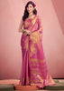Magenta Pink Woven Tissue Silk Saree