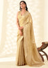 Gold Beige Woven Linen Tissue Silk Saree