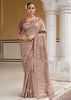 Mauve Purple Designer Embroidered Silk Saree