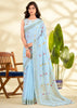 Sky Blue Woven Linen Silk Saree