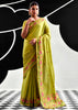Lime Green Woven Tissue Silk Saree