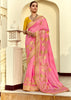 Bloom Pink Woven Banarasi Designer Silk Saree With Contrast Blouse