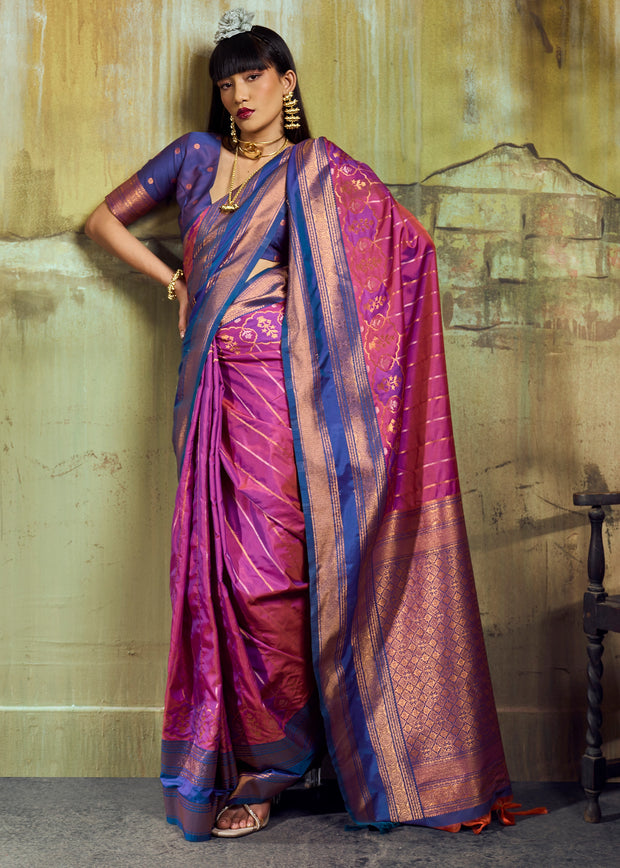 Orchid Purple Woven Banarasi Silk Saree
