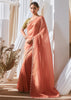 Peach Pink Designer Silk Saree