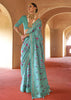 Turquoise Blue Printed Patola Silk Saree