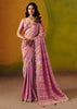 Violet Pink Designer Embroidered Saree
