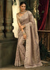 Lilac Grey Embroidered Designer Tissue Saree