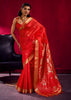 Spanish Red Banarasi Satin Linen Silk Saree